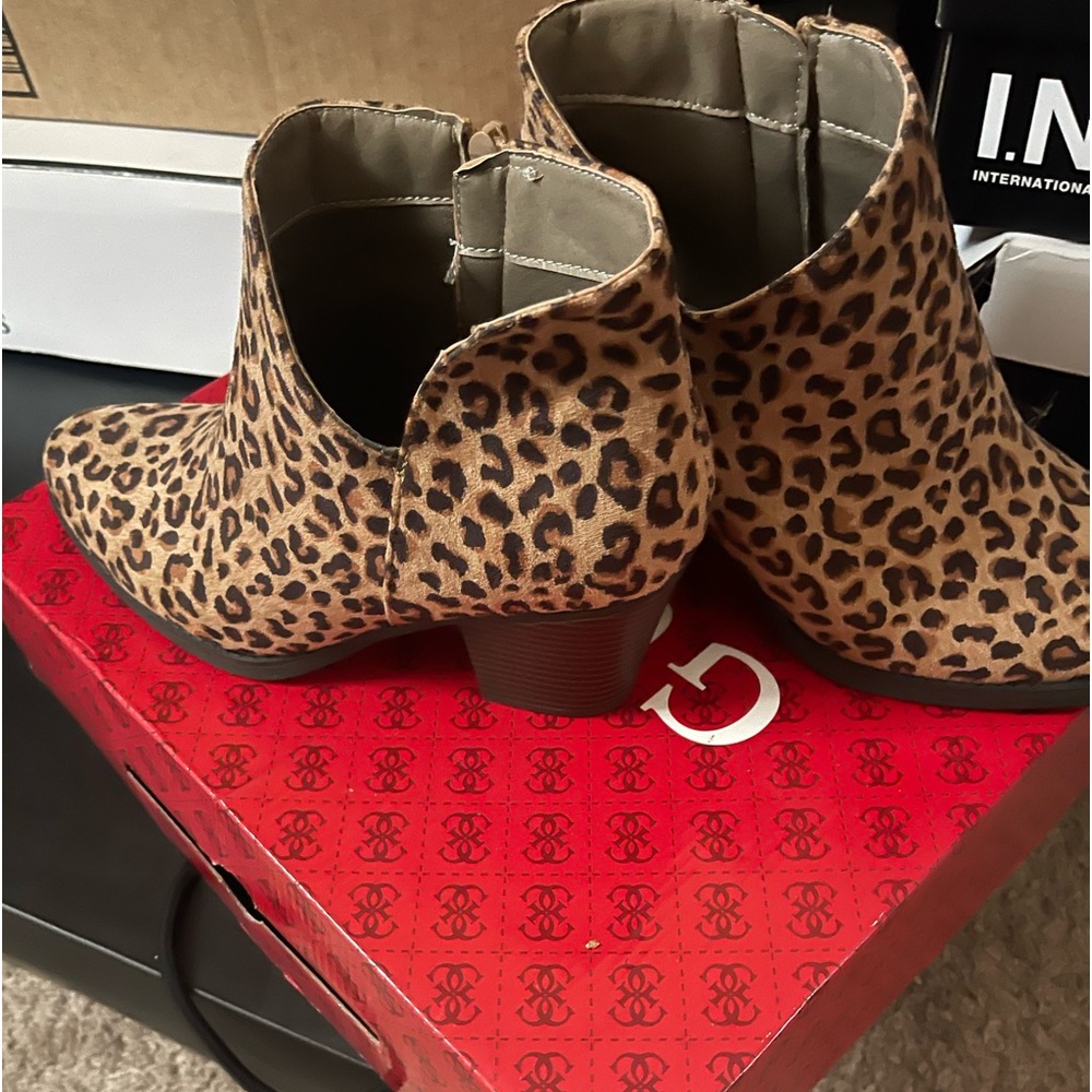 Leopard print booties.